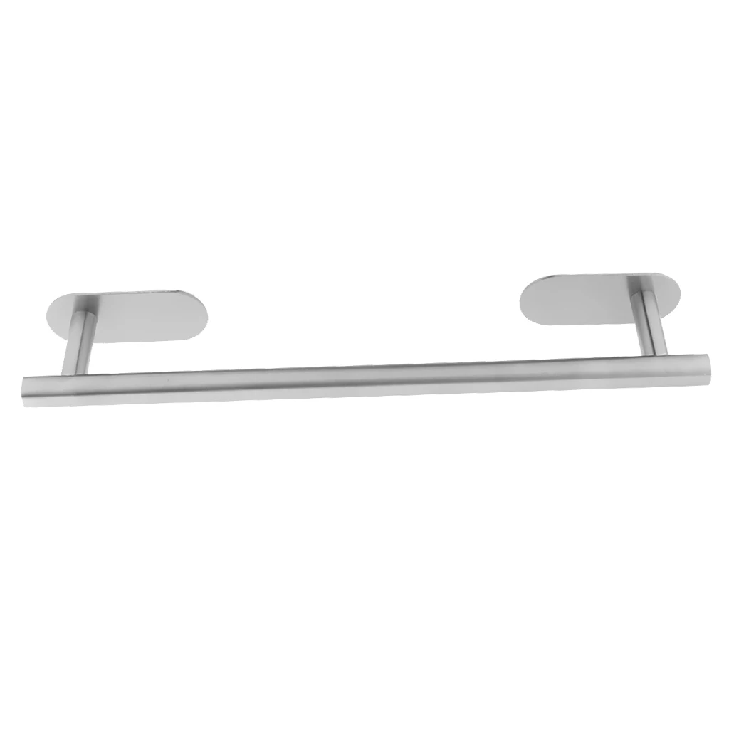 

No Drill Stainless Steel Towel Bar Bathroom Rail Adhesive Wall Mounted Holder for Kitchen Shower Use
