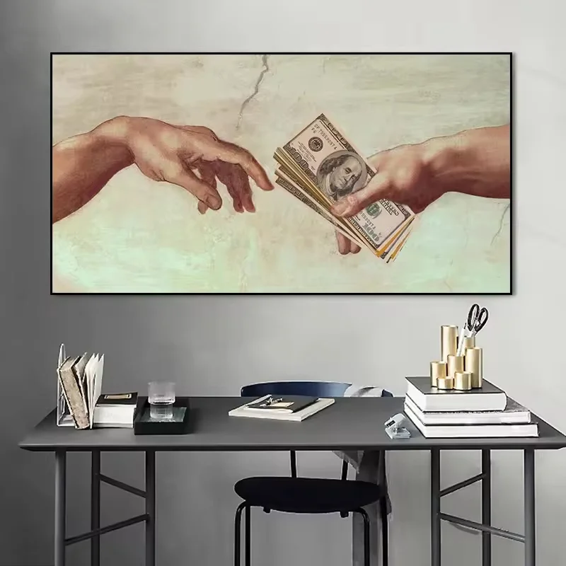 The Creation of Adam By Michelangelo Hand of God Famou Art Canvas Painting Wall Pictures Modern