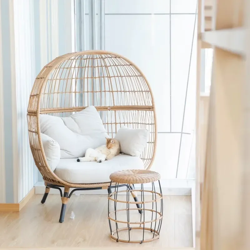 MORE DESIGN Casual Lazy Sofa Rattan Chair Garden Balcony Network Creative Furniture Round Outdoor Bird's Nest Chair