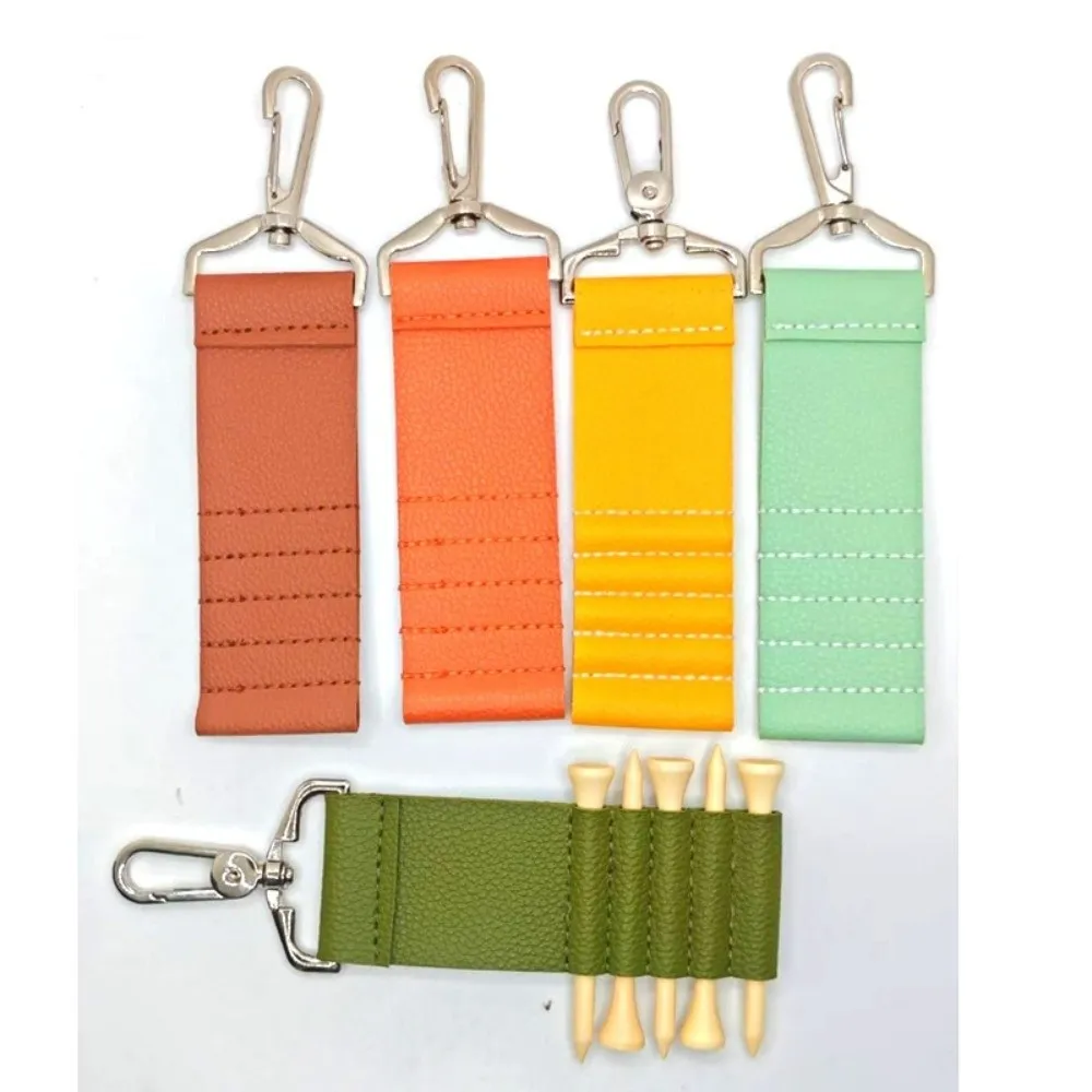 Large Capacity Golf Tee Holder PU Leather Portable Golf Tee Organizer Anti-Loss Clip Outdoor Sports Gear Golf Accessories