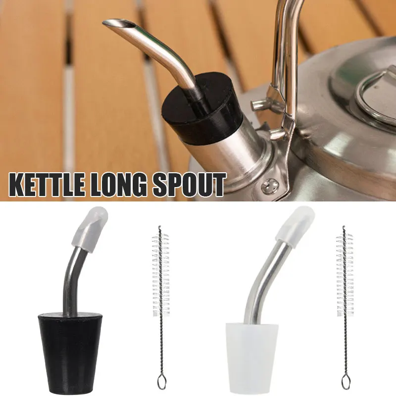 

Coffee Kettle Teapot Nozzle, Extended Kettle Spout Corrosion Odorless Stainless Steel Outdoor Kettle Spout with A Spout Brush