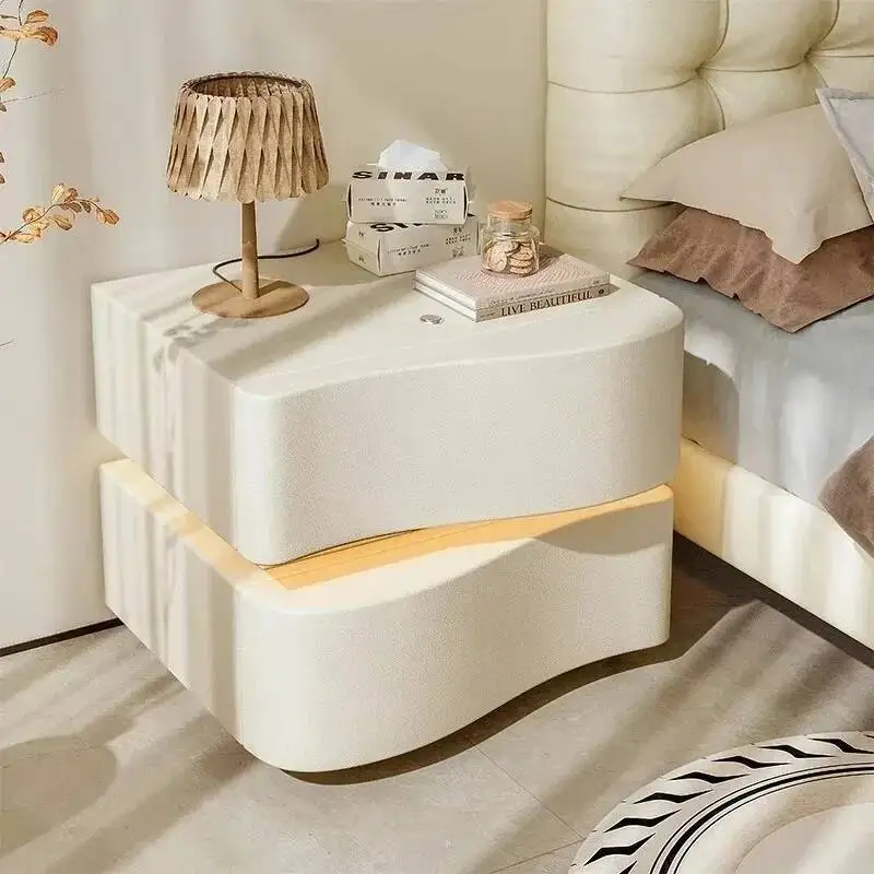 

Cream Large Wood Organiser French Wooden Nightstands Living Room Nightstands Storage Space Saving Table De Chevet Furniture