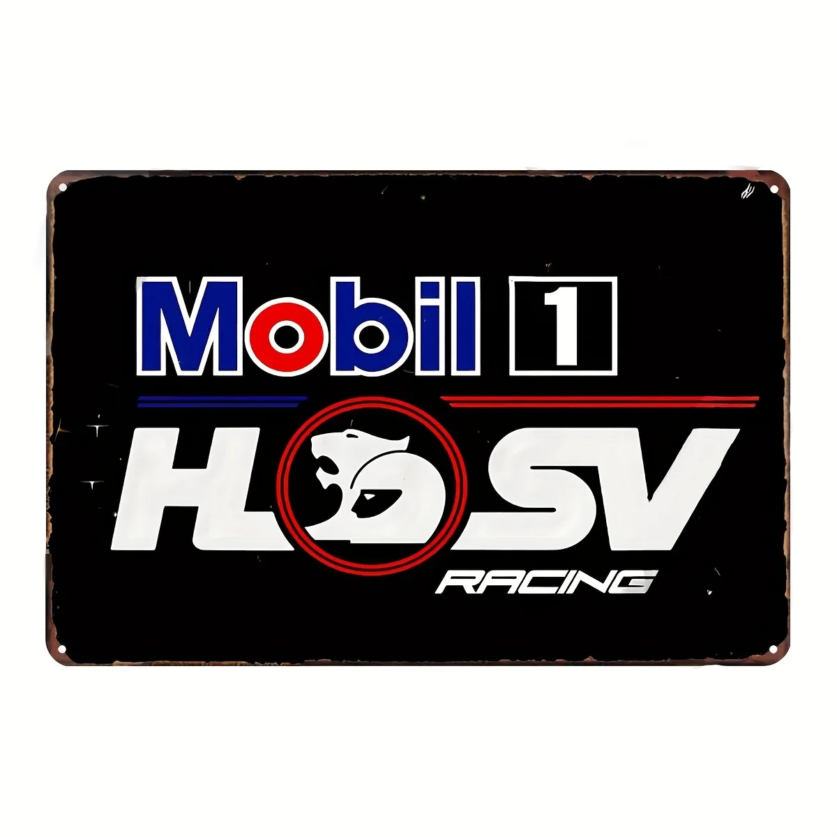 1 HSV Racing Vintage Metal Sign - Rustproof Iron Wall Decor for Garage, Home, Cafe, Bar  Black with Red,Blue Accents, D