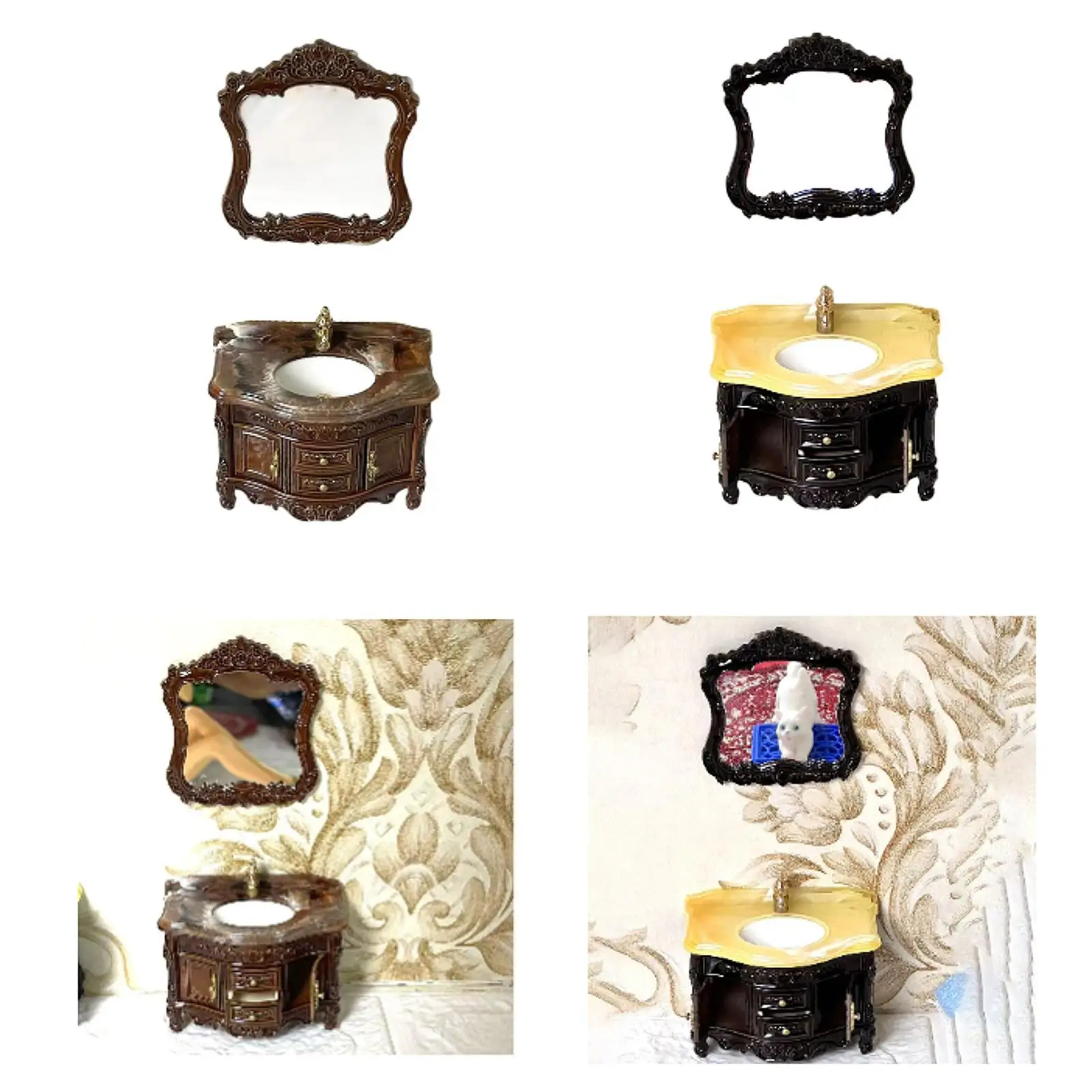 2x 1/12 poppenhuis wastafelkast kinderen fantasiespel speelgoed leven scènes accessoire