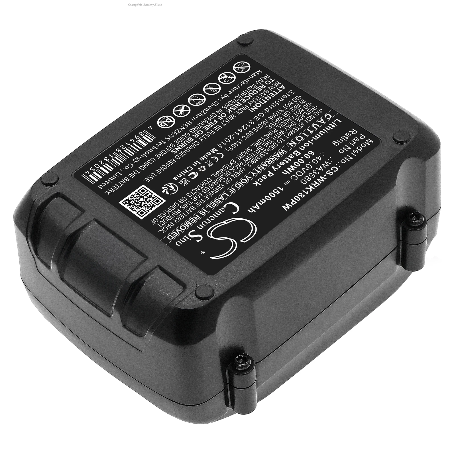 Replacement 40V 1500mAh/2500mAh Power Tools Battery WA3580 for Worx WG180 WG280 WG380 WG580 WG640 WA3747 WA3877