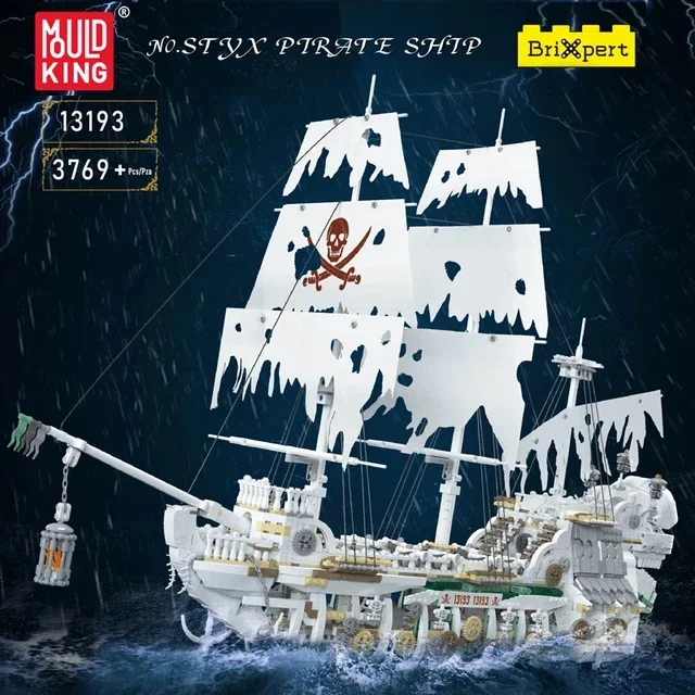 Bloques de construcción de barco pirata blanco, 3769 Uds., esqueleto, barco fantasma, modelo, montaje de ladrillos, juguetes, decoración de escritorio, regalos de navidad para niños