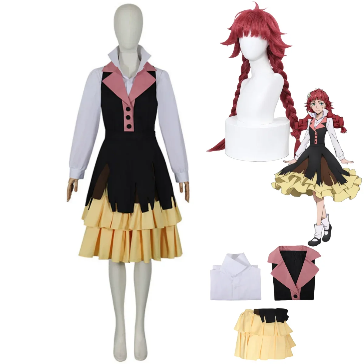 Anime Bungo Stray Dogs Lucy·Maud·Montgomery Cosplay Costume Shirt Skirt Uniform Full Set Wig Adult Woman Sexy Christmas Suit