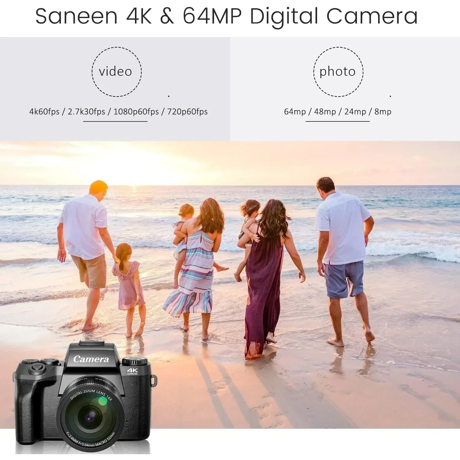 4K DSLR Cameras for Photography 64MP WiFi Auto Focus YouTube Vlogging Video Cameras 60FPS Livestream Camcorder 4\