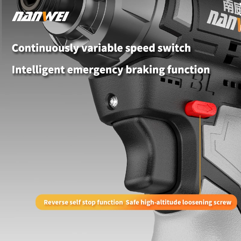 NANWEI electric screwdriver electric drill brushless lithium-ion impact screwdriver home rechargeable screwdriver