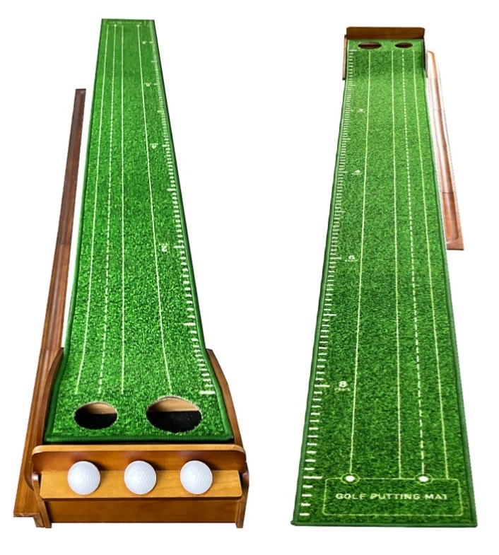 

2026 Portable Mini Green Golf Putting Green Mat Automatic Ball Return Retriever Foldable Wood Plastic Base Indoor/Outdoor Traini