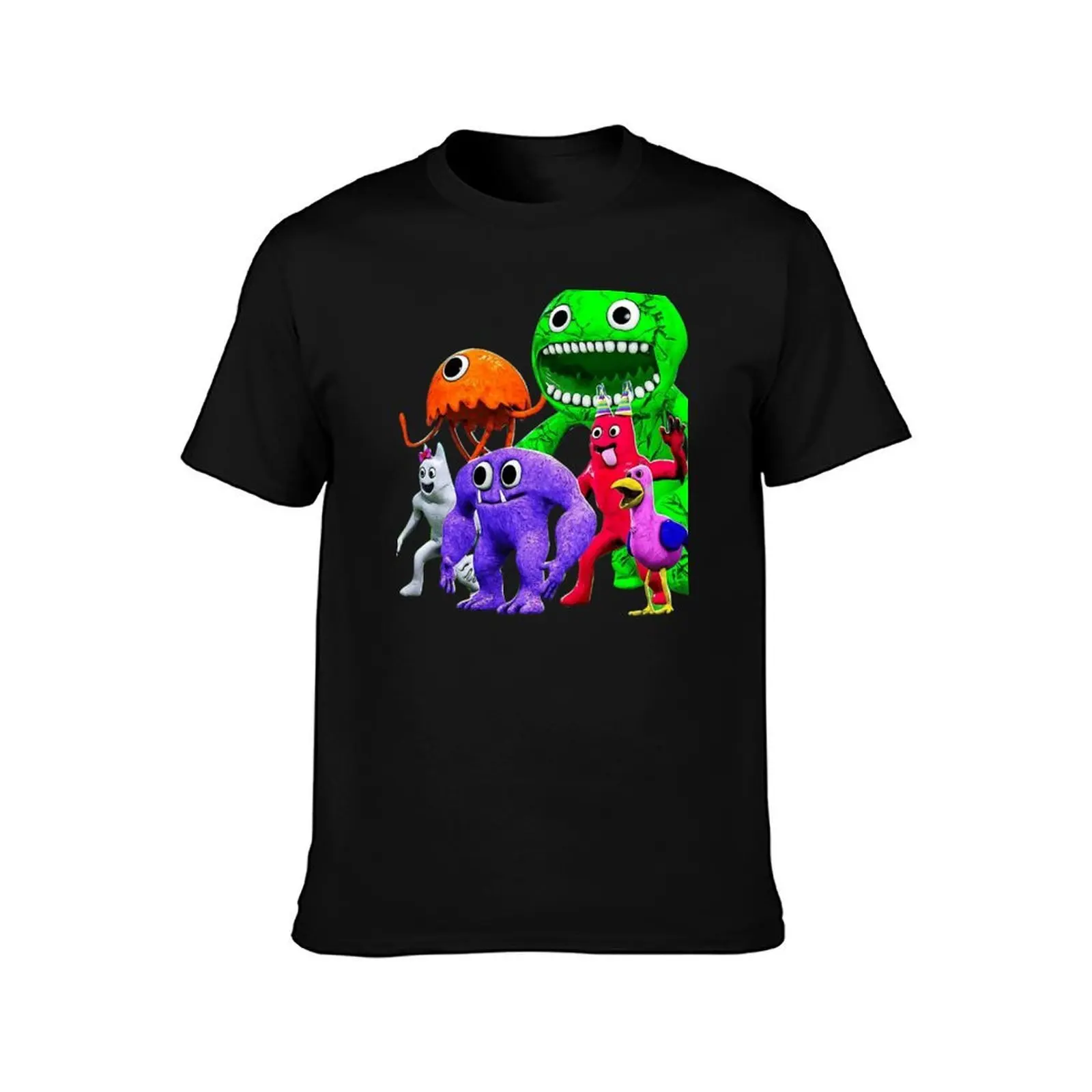 garten of banban characters T-Shirt, Summer Casual Cotton Tee, Oversized Streetwear Tops, Vintage Graphic Print, 100% Cotton