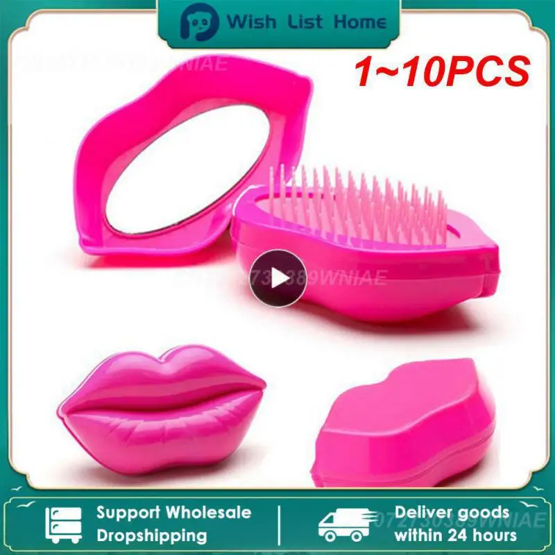 2023 Lips Shape Comb Antistatic Massage Mirror Hair Brush Salon Styling Professional Hair Styling Tool Red Lips Comb