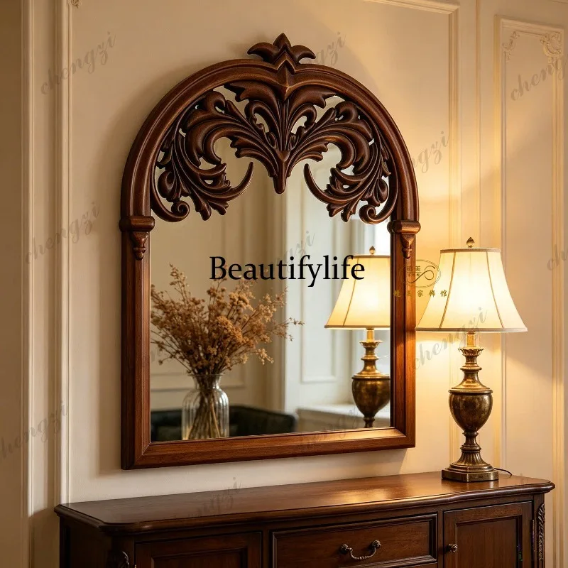 Premium bathroom mirror French retro bathroom mirror medieval wall-mounted dining side decorative mirror