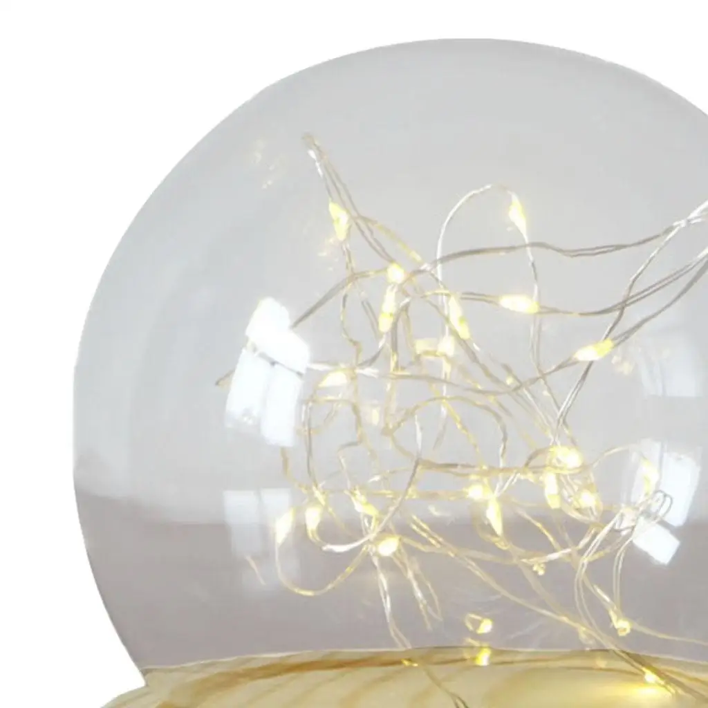 Miniature Clear Glass Dome Jar Micro Landscape Home Ball Cover Mini with Wood Base Dustproof Cloche Bell for Housewares Office