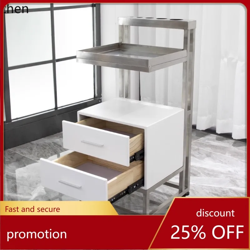 

YFY Stainless Steel Beauty Salon Hairdressing Tool Foldable Perm and Dye Cart