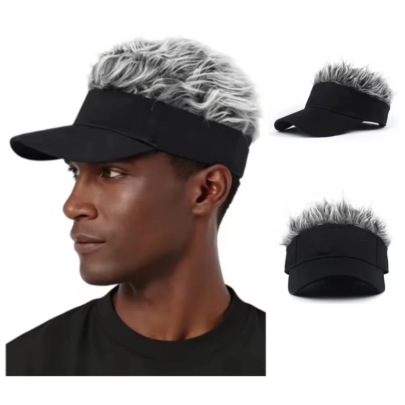 Synthetic Golf Baseball Cap Sports Running Hiking Sunhat Fancy Party Hip-Hop Dance Cap Visors Mens Spiked Wig Hairs Fishing Hat