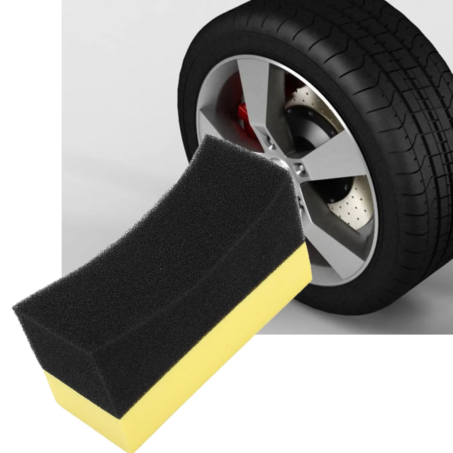 #38H (Black+yellow)5x Professional Car Wheel Washer Curved Foam Sponge Pad Black+yellow,Automotive Parts & Accessories