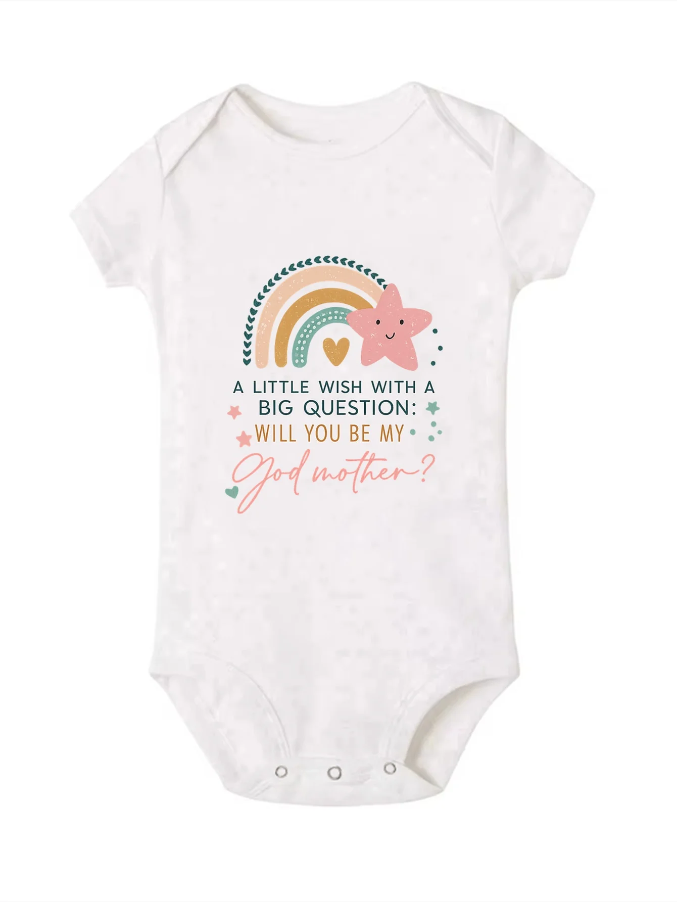 Would You Be Willing To Be My Godfather/Godmother Printing Pattern Newborn Jumpsuit Birthday Party Summer Short Sleeved Clothes