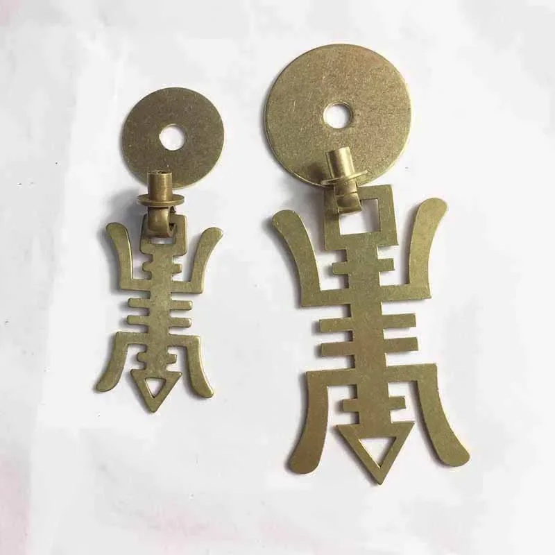 COTOM 4 PCS Chinese Style Antique Pure Copper Pull Handles for Wardrobe Drawer Door Handles Dresser Pull Handle