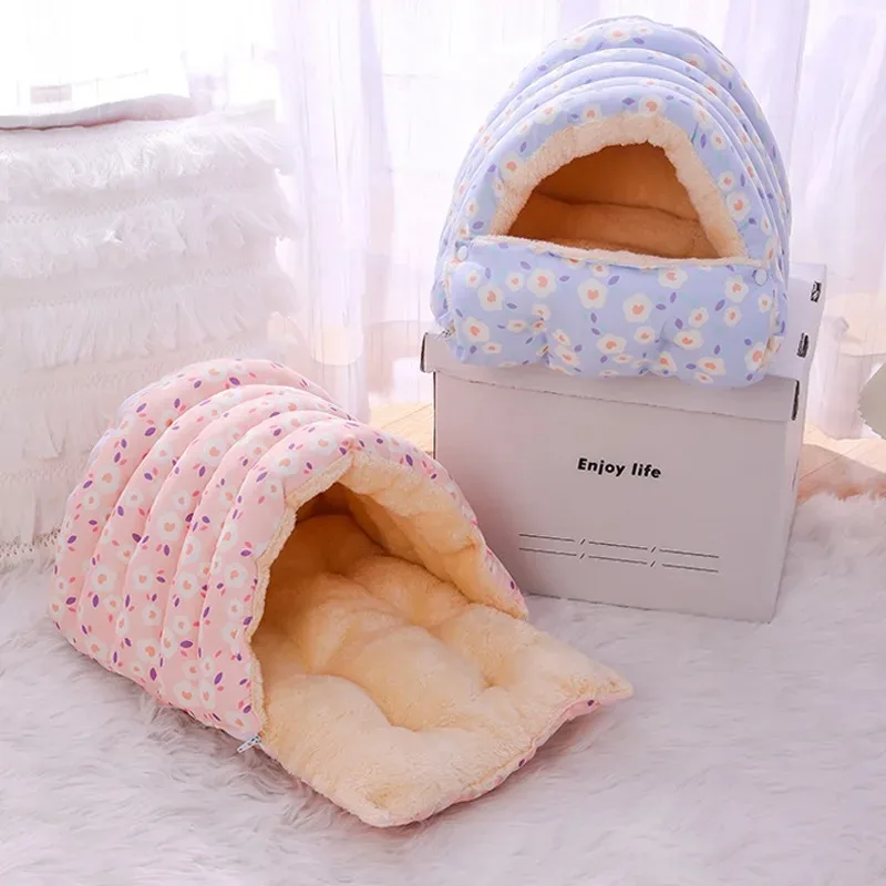 Cats Bed for Winter Puppy Warm Pet Supplies Plush Accessories Fluffy Accessory Houses and Habitats Goods Products Puppy Kitten