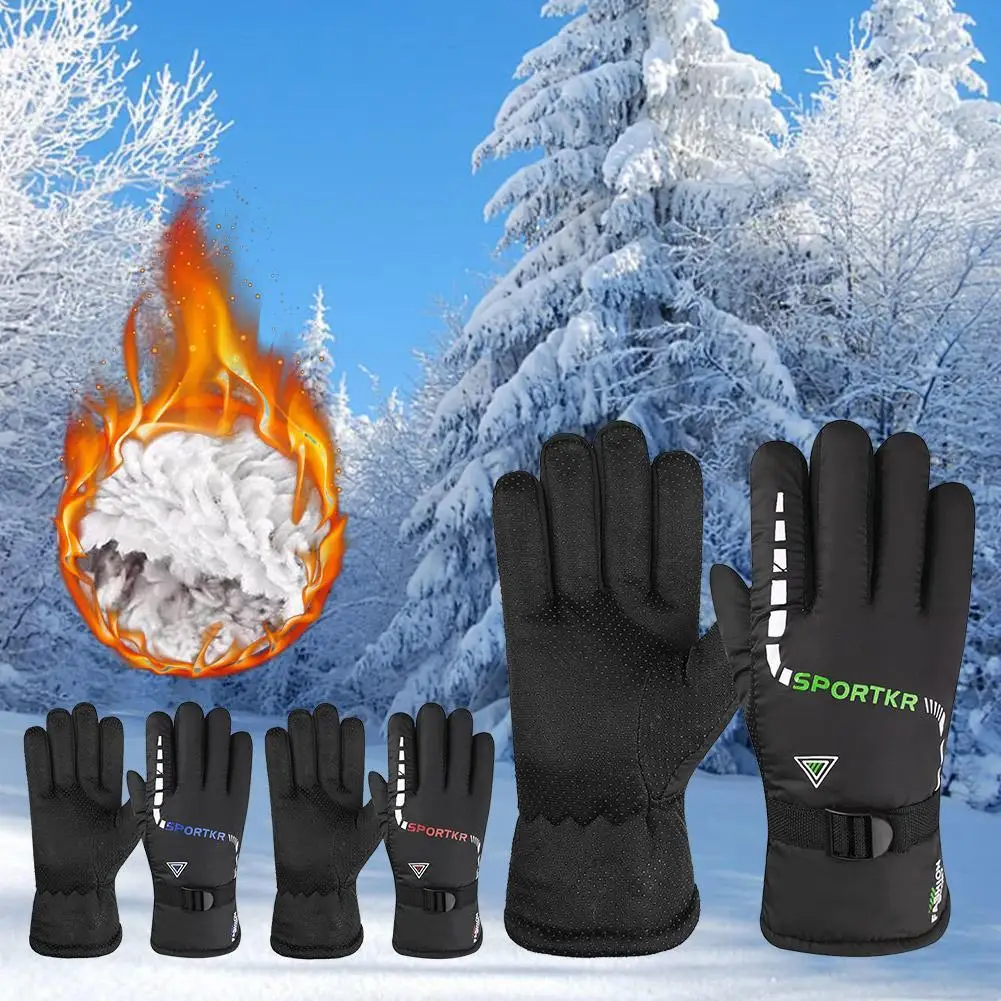 Unisex Winter Fleece Thicken Gloves Women Men Outdoor Waterproof Riding Hiking Motorcycle Warm Mitten Gloves Thermal Sport Glove