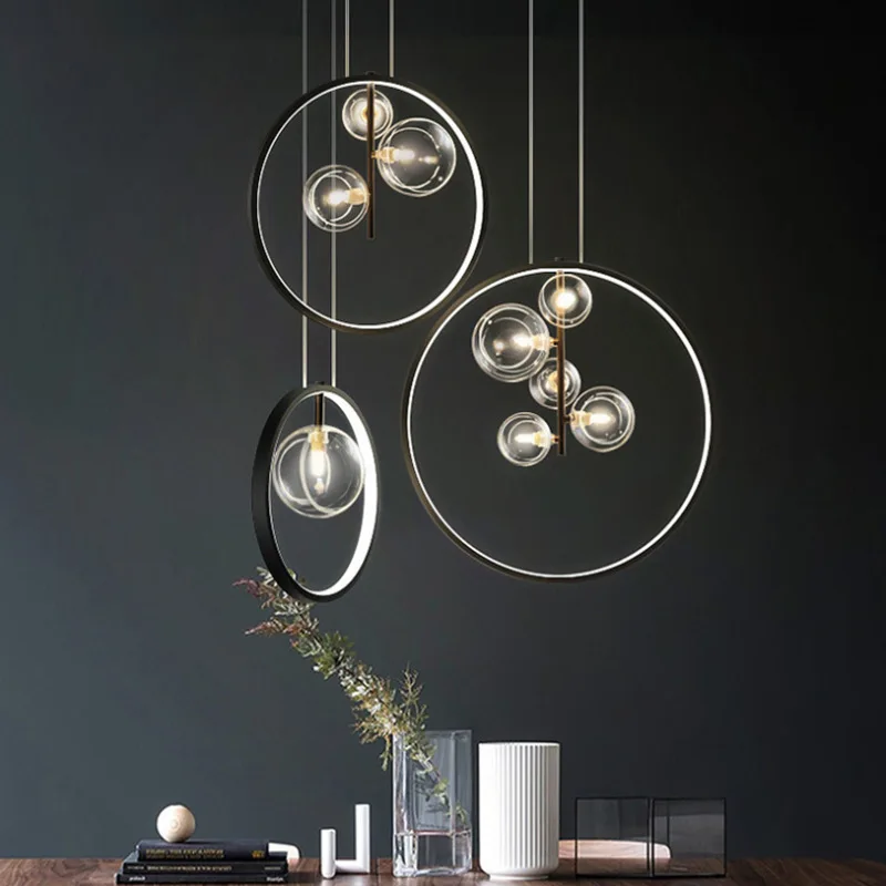 

Modern Nordic magic bean lamp commercial creative bar lamp dining room chandelier glass bubble restaurant lamp