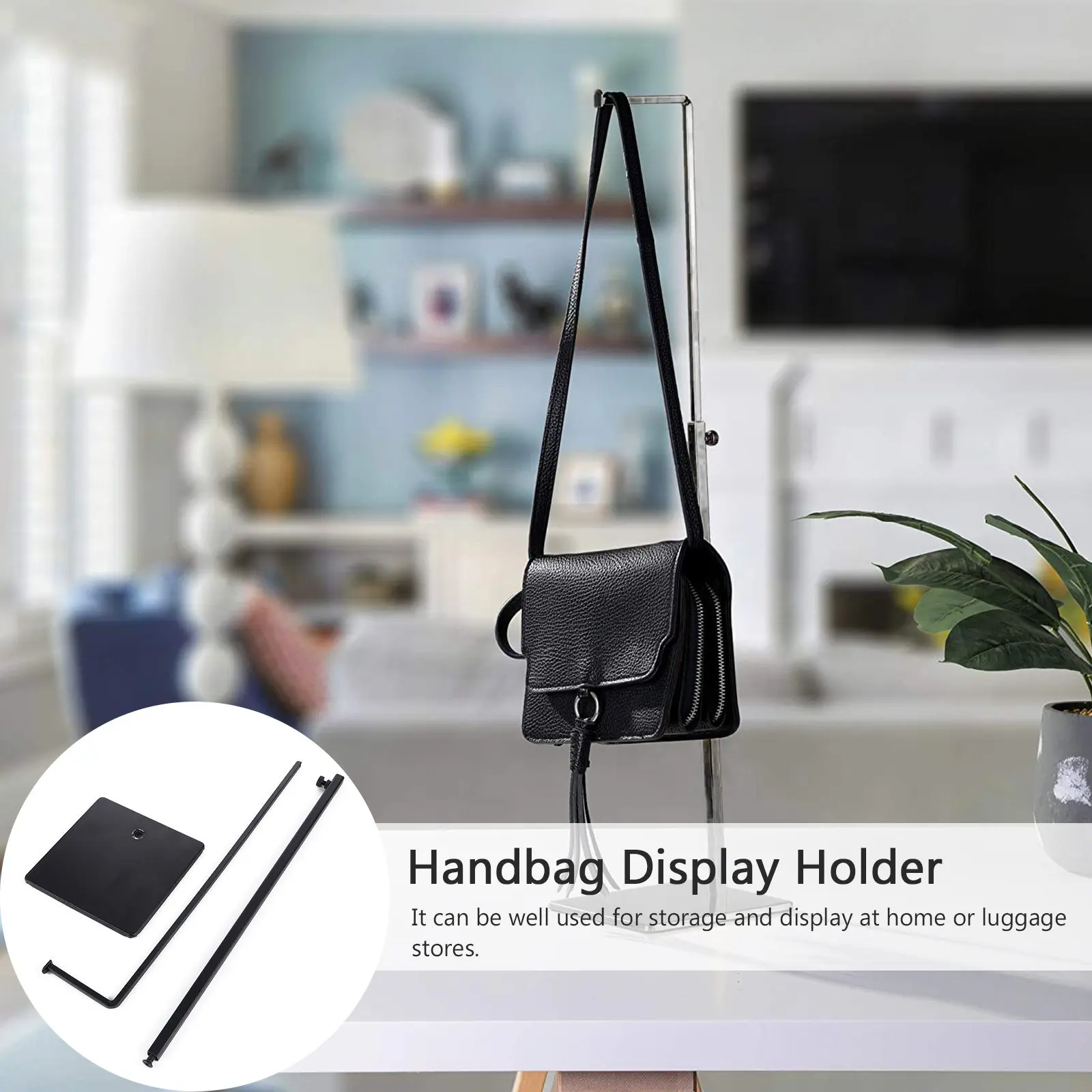1Pcs Metal Bag Display Rack Stainless Steel Adjustable Height Handbag Holder Storage Stand Retail Purse Organizer