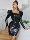 leather glossy bodycon dress