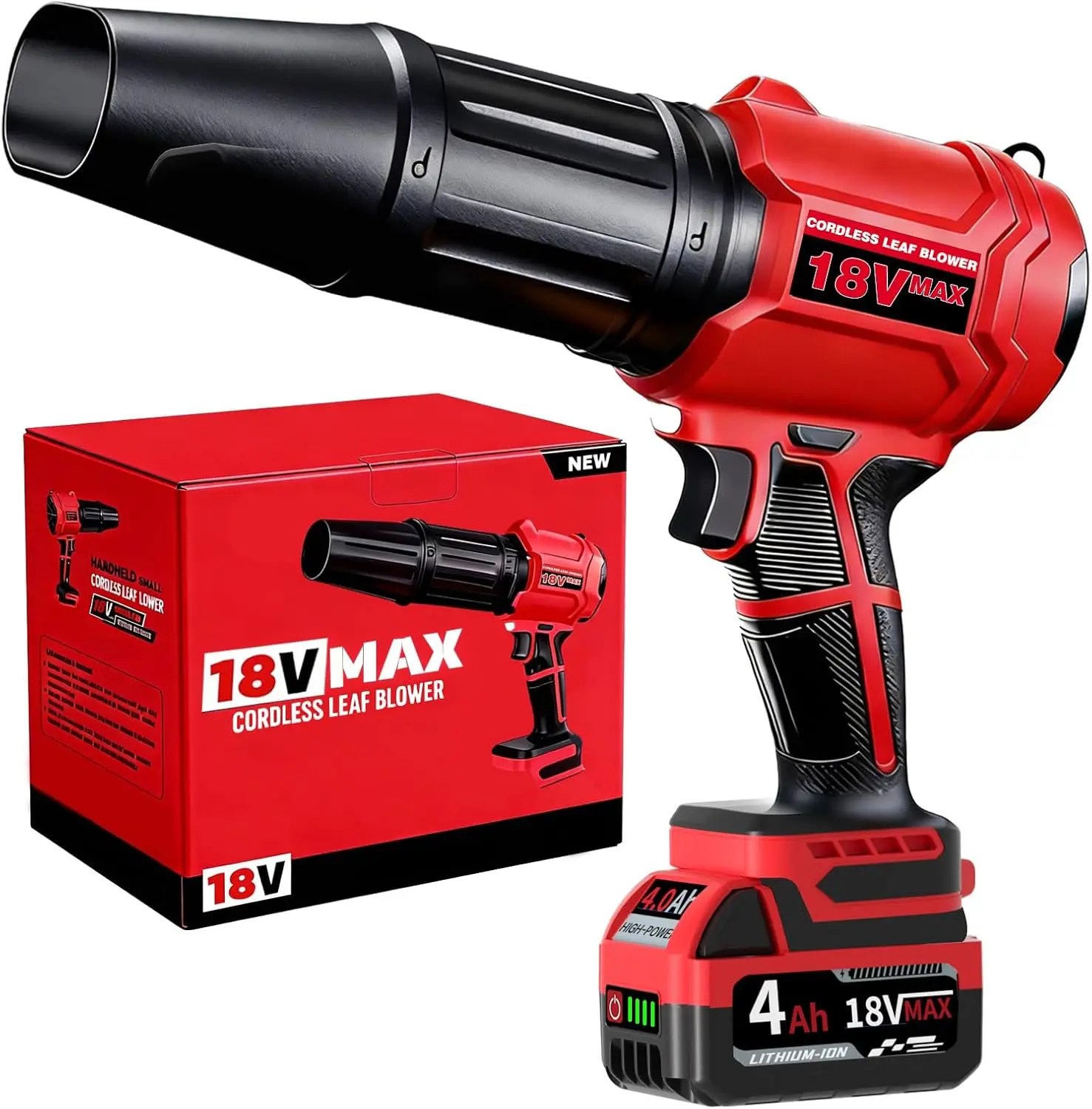 Cordless Leaf Blower, Compatible with 18V Max Batteries, Comes with 4.0Ah Battery
