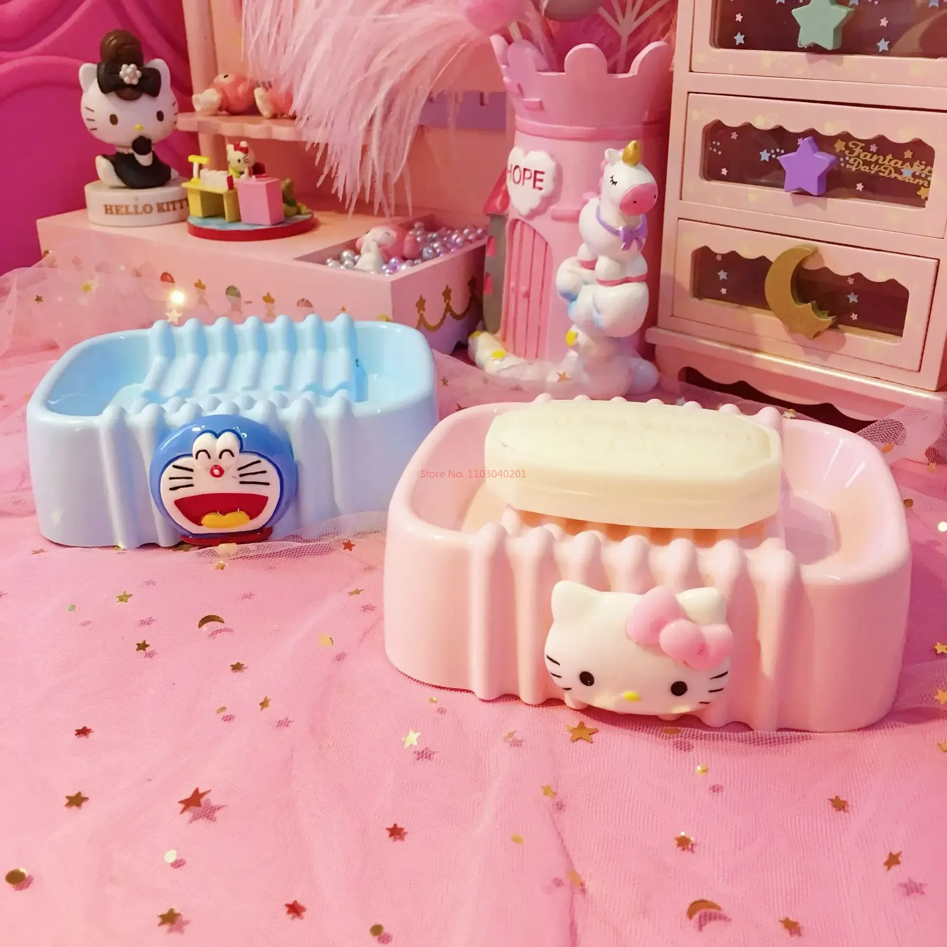 

Милый поднос для мыла Hello Kitty, мультяшная Мелодия Sanrio, мыльница, нескользящая сливная коробка для путешествий, дома, ванной комнаты, аксессуары для ванной комнаты