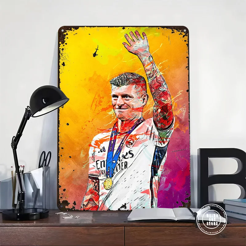Toni Kroos 3D Texture Printed Poster Custom Vintage Metal Tin Plate Sign for Wall Art Funny Signs Room Decor Office Decoration