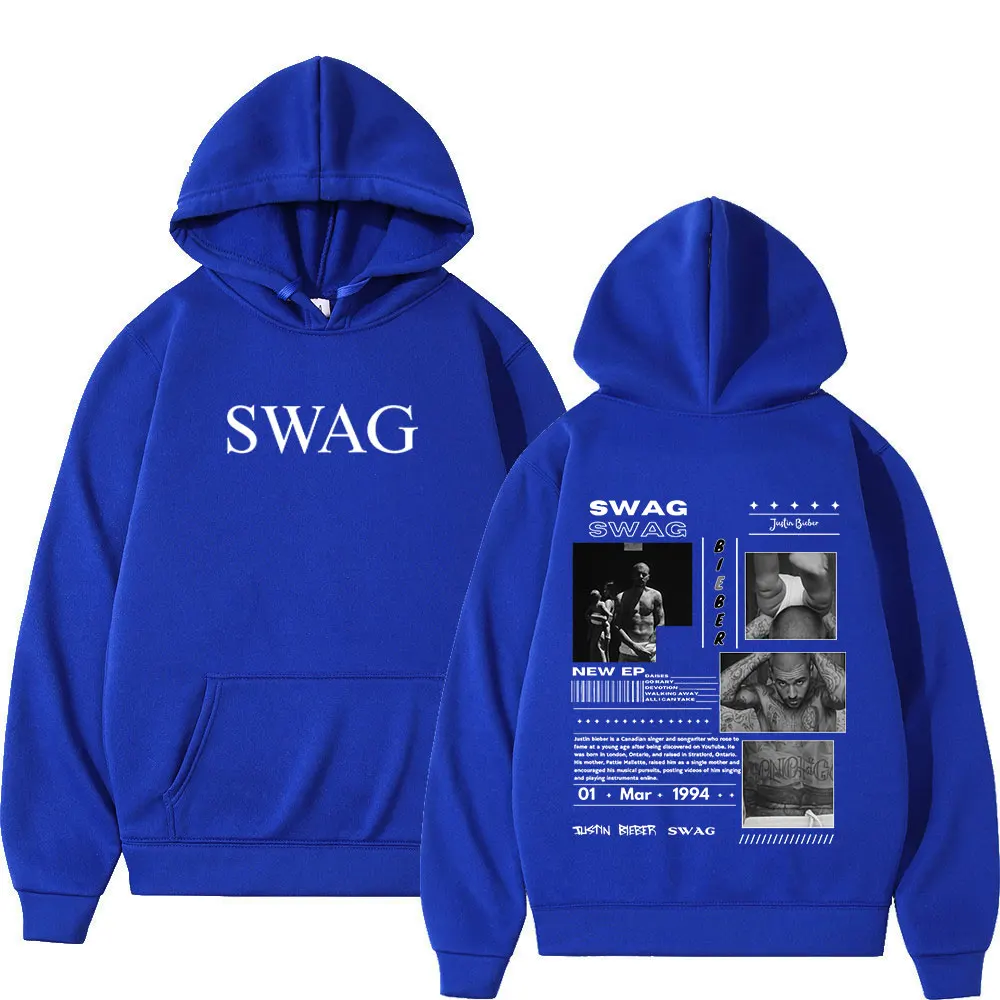 جاستن بيبر SWAG 2025 ألبوم جديد هوديس الرجال النساء الملابس موضة الهيب هوب قمصان سويت شيرت بقلنسوة عادية كم طويل البلوفرات