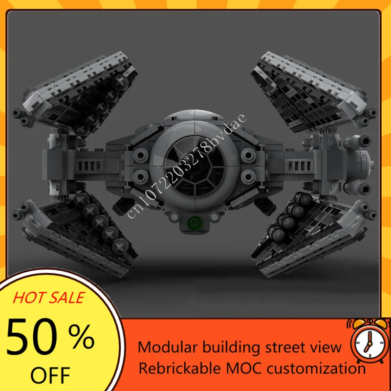 861PCS TIE Avenger Space War Military MOC SpaceShip Battle Custom Puzzles Architecture DIY Assembly Model Birthday Toys Gifts