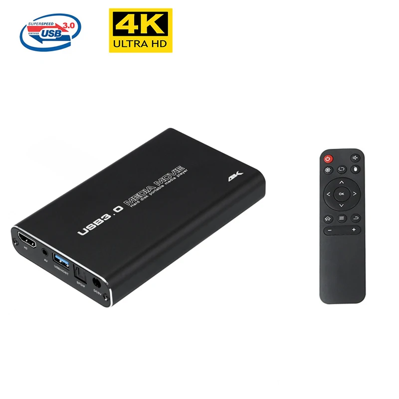 Lettore Multimediale USB Full HD 1080p – Supporta HDD, SD/SDHC, File MKV, RMVB, MP4, MOV, Uscita AV E HDMI, Plug And Play, Alloggiamento In Alluminio - 3