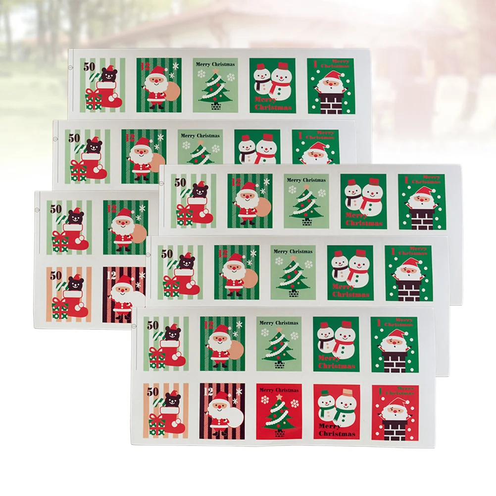 6 Sheets Classic Christmas Themed Sticker Christmas Stamp Sealing Stickers Coloured Decoration Sticker for Bar Hotel KTV Home