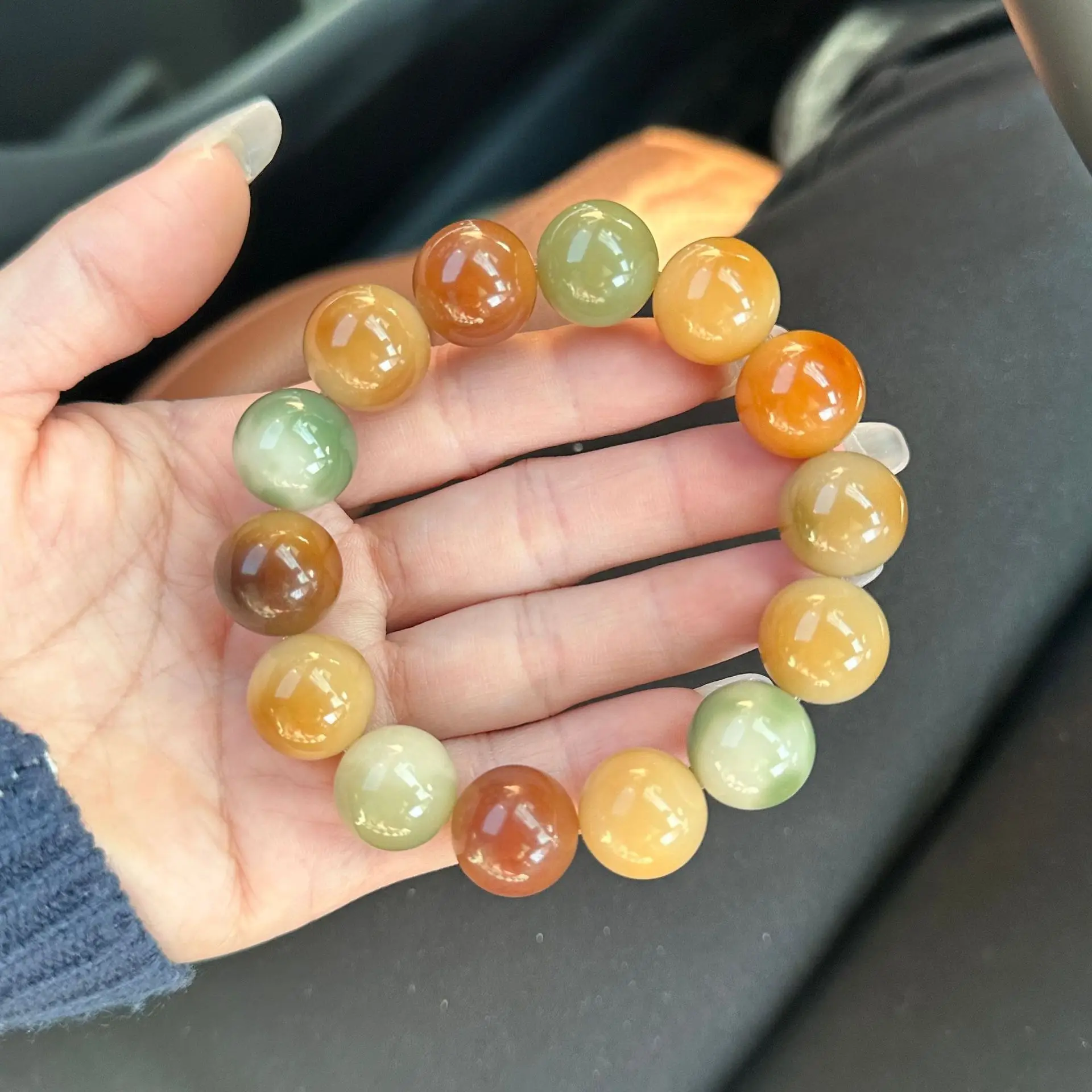 Sugar Heart Jade Material Bodhi Root Natural Bodhi Seeds Beaded Old Material Wen Play 15mm Round Buddha Beads Lucky Hand String