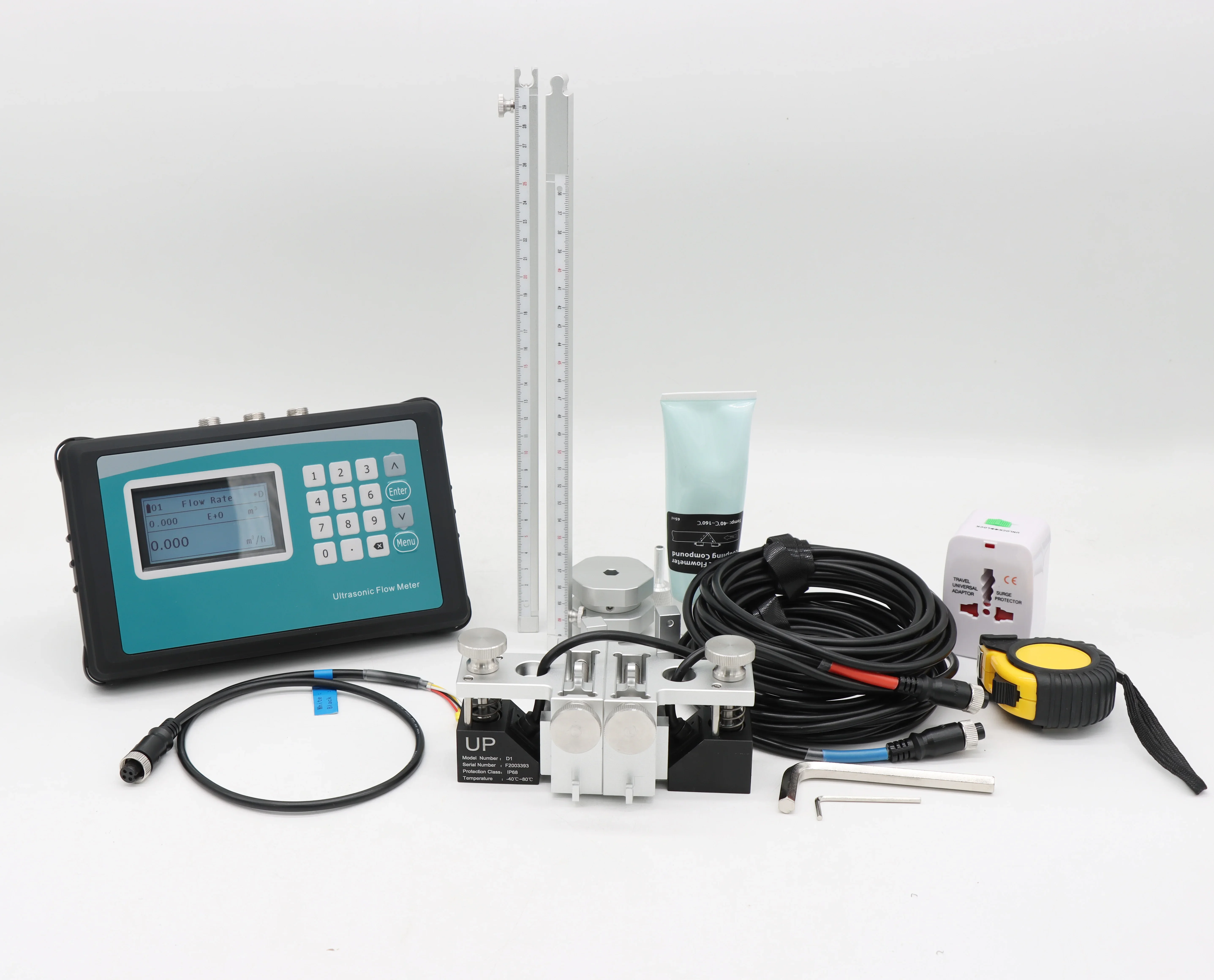 CE Certificated Top Quality Portable Flow Meter 9V Battery Powered Easy Installation Bracket Sensor Ultrasonic Flow Meter
