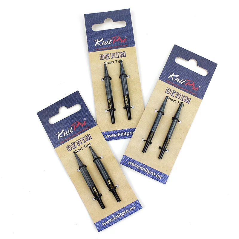 1 par de agujas de tejer intercambiables cortas de mezclilla de 5cm, puntas de radios Knitpro, agujas de tejer circulares, sin Cable