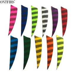 24Pcs 3 Inch Shield Cut Fletching Archery Hunting And Shooting Arrow Real Turkey Feather --Striped