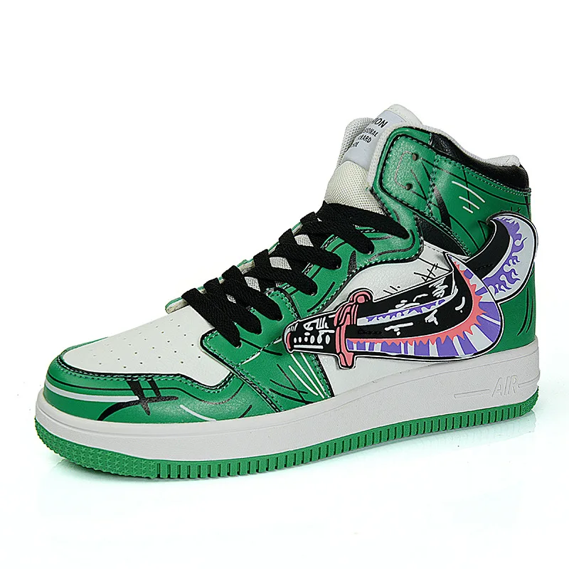 Zapatos de Anime para hombre, Zapatillas de Skateboard de diseñador, Hip-Hop, vulcanizadas, color verde, Otoño e Invierno