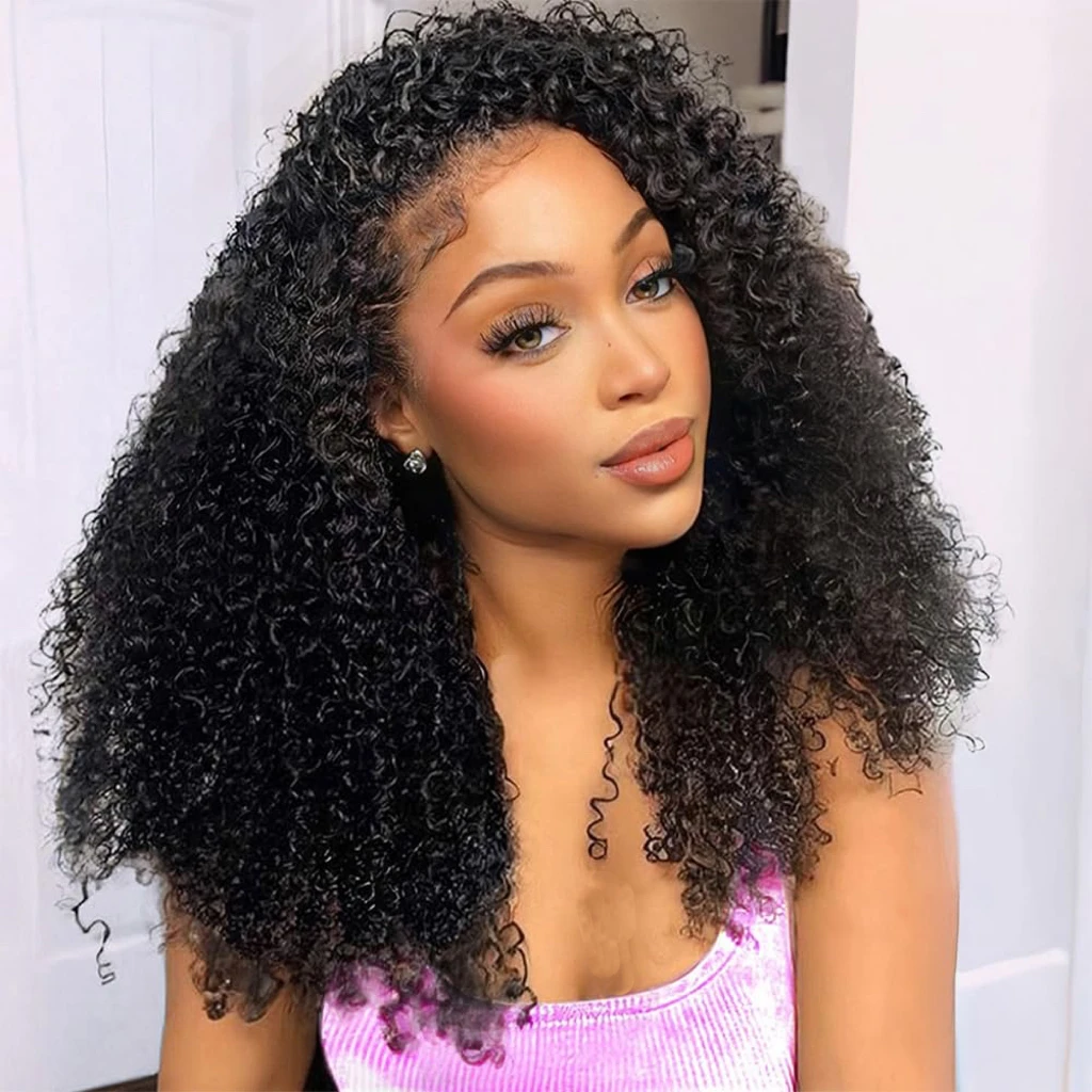 

Полупарик 3 в 1, Кудрявый вьющийся парик из натуральных волос, бесклеевой парик, человеческие волосы, готовый к ношению, полупарик на шнурке, плотность 200, бесклеевой, 16-32 дюйма