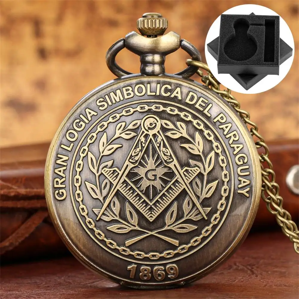 

Винтажные бронзовые кварцевые карманные часы Gran Logia Simbolica Del Paraguay 1896, циферблат с римскими цифрами, полный циферблат