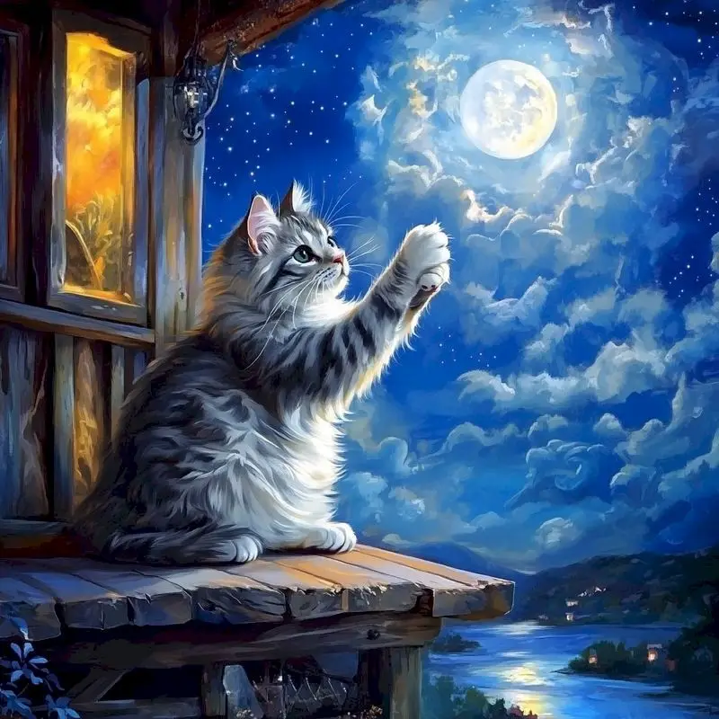 GATYZTORY Oil Painting By Numbers Kill Time Drawing By Numbers Cat Animals Handiwork Coloring By Numbers Home Decors Diy Gift