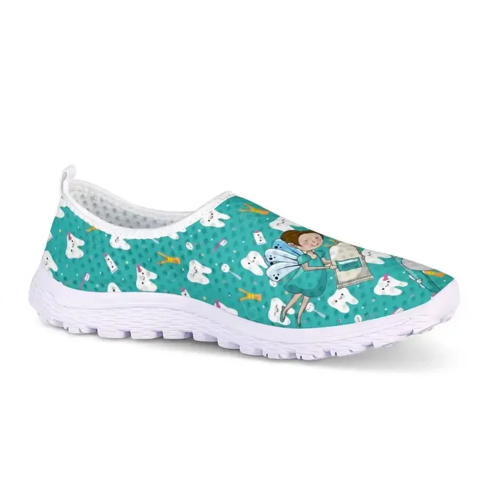New Summer Dentist Shoes Woman Catoon Funny Dental Fairy Girl Mesh Slip-on Ladies Loafer Zapatos Mujer pisos