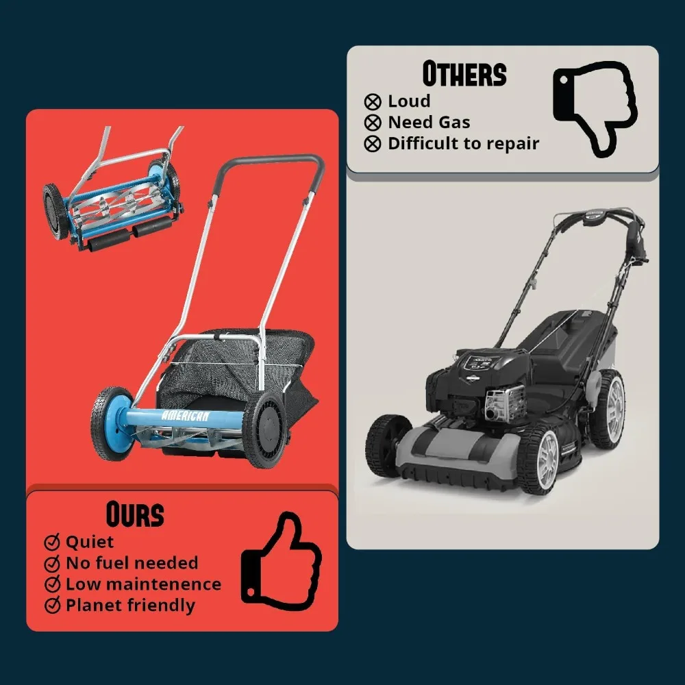 Kosiarka rolkowa z 5 ostrzami, 18-calowa, z pojemnikiem na trawę, model 1804-18 firmy Lawn Mower Company