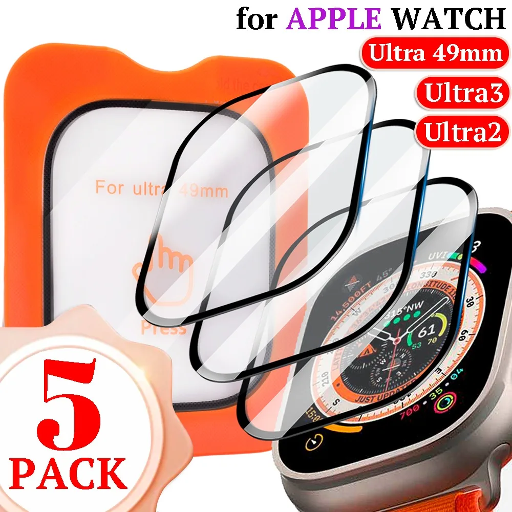 

Защитные стеклянные пленки HD для Apple Watch Ultra 3/2/Ultra 49 мм с инструментом для автоматической установки, простые в установке