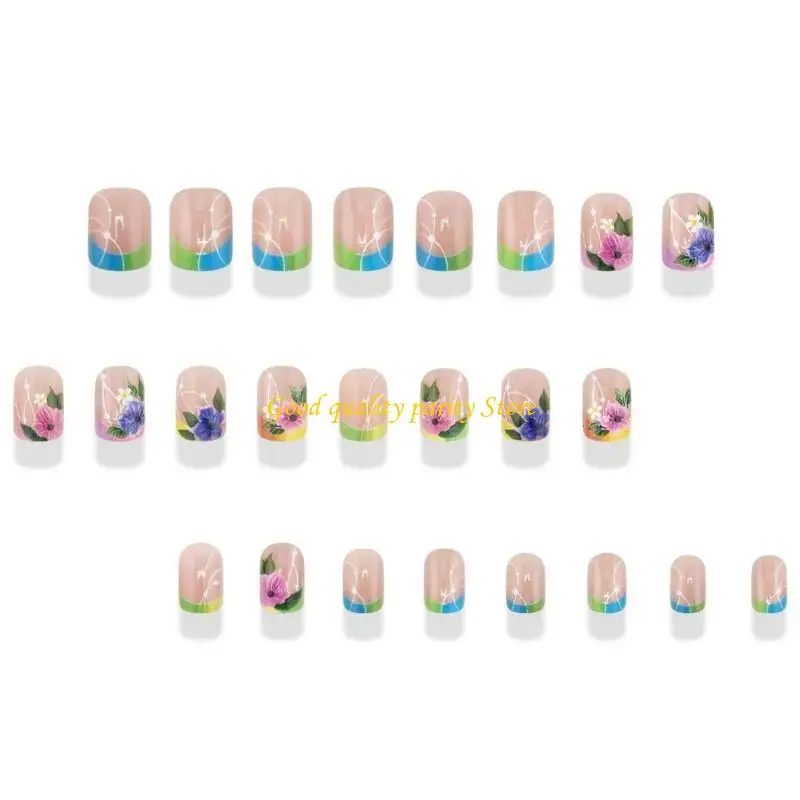 M4YA爪のショートスクエアプレス釘の先端偽の爪の爪の花の接着剤