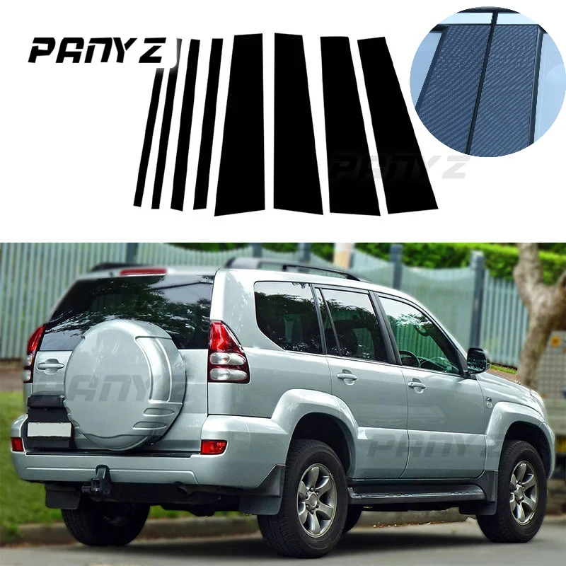 Car Pillar Posts for Toyota Land Cruiser Prado Lexus GX470 J120 2003-2009 Door Window Molding Cover Trims Stickers Accessories