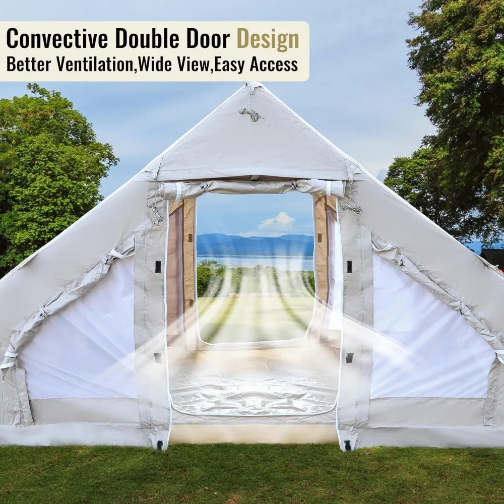 Inflável Barraca de acampamento com bomba, Grande impermeável Windproof Outdoor Glamping Tendas para 4-6 Pessoa, Oxford Cabin Tent, 4 Temporada