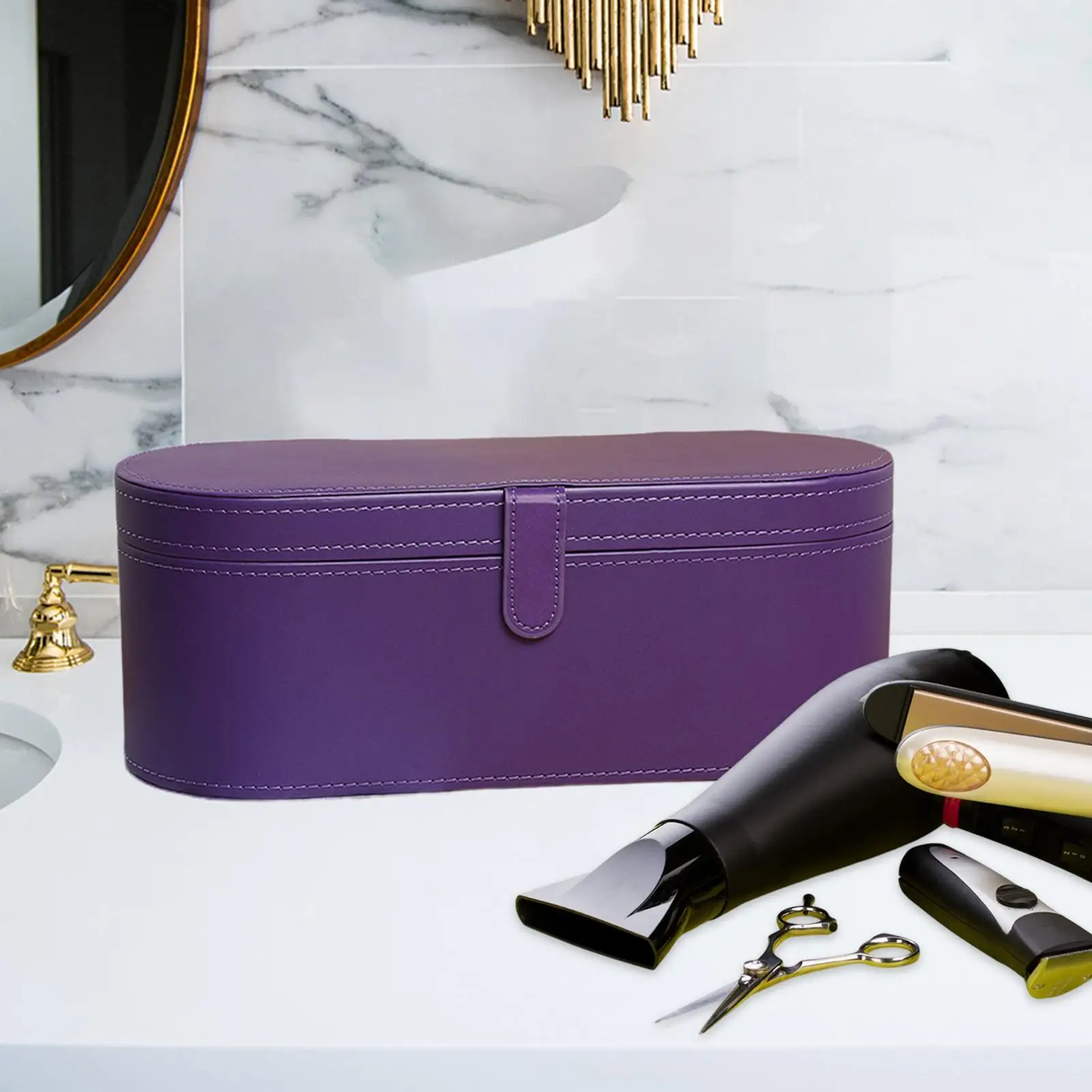 Waterproof Hair Dryer Storage Case PU Leather Hard Protective Bag for Curling Iron and Mini Hair Dryer